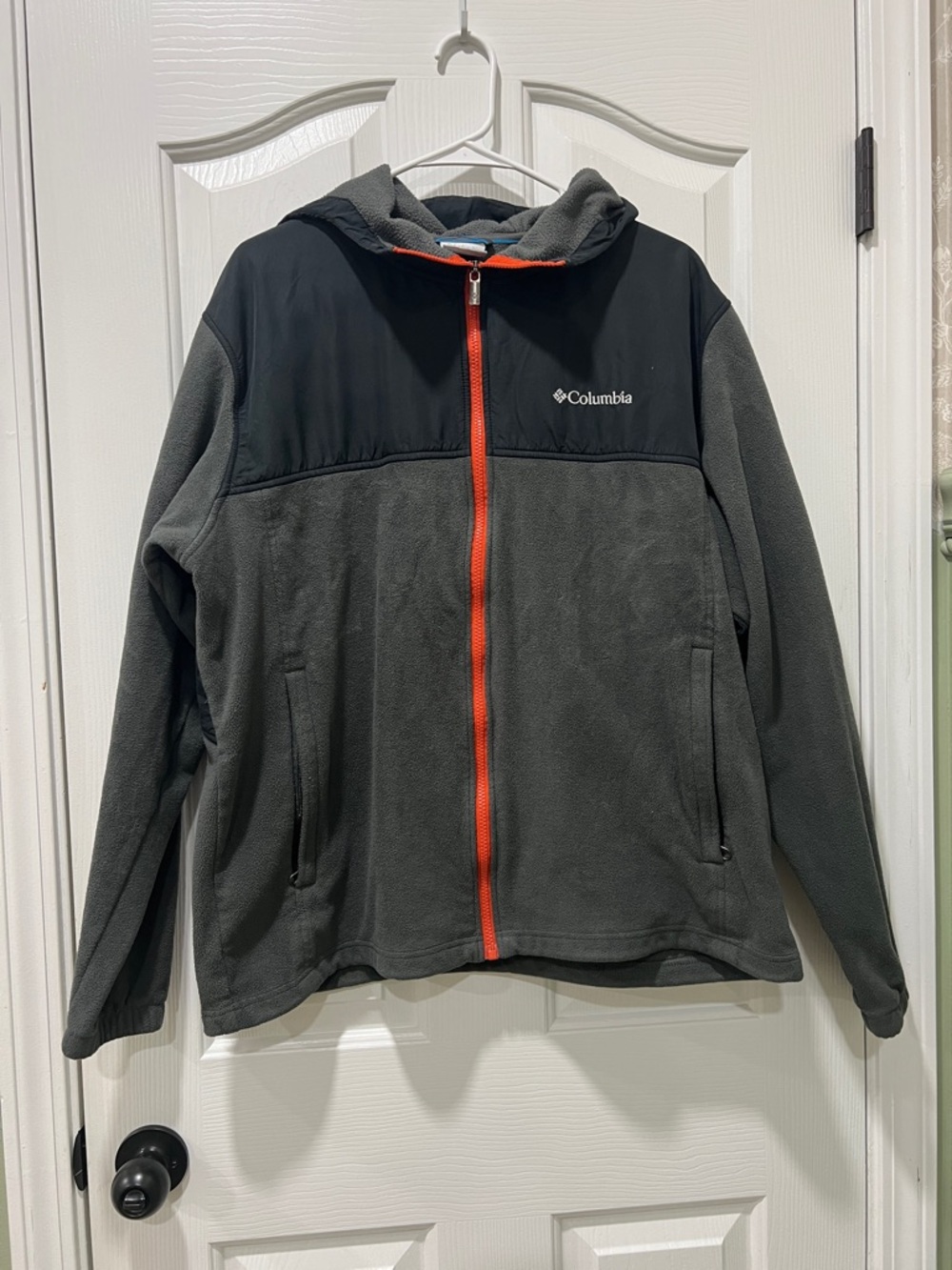 Columbia Charcoal Gray Fleece Jacket with Orange Zipper